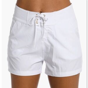 NEW Womens La Blanca Swim Wear 3” Board Shorts ~ White ~ Medium 8/10 Cover Up